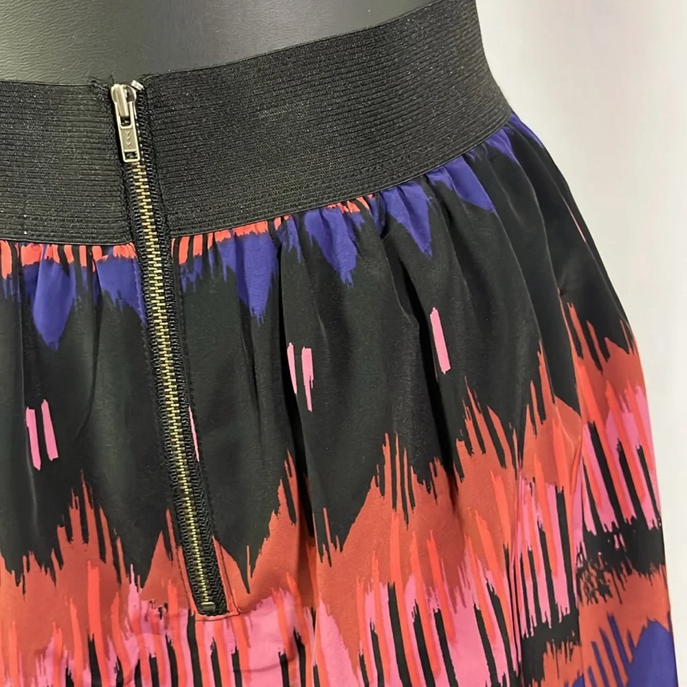 LC Lauren Conrad Pink Purple & Black Printed Tiered Hem High Waisted Mini Skirt